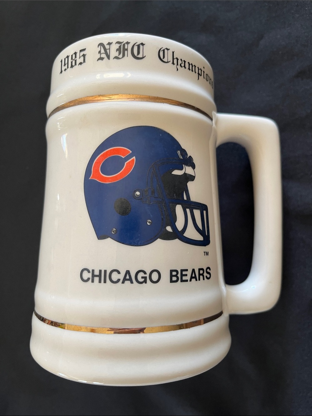 Vtg 1985 NFL CHICAGO BEARS NFC Champions Stein Mug Mike Ditka Da Bears Football